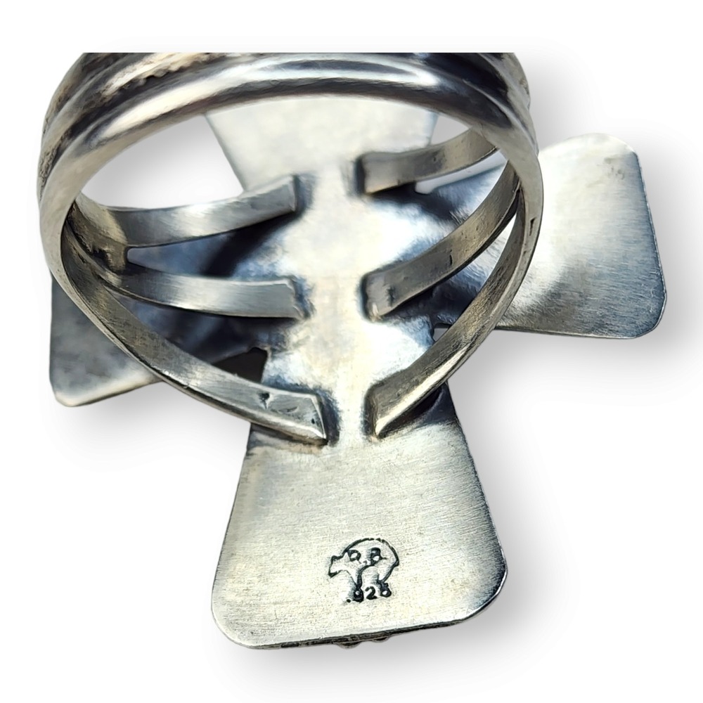 Running Bear Sterling Silver 925 Sleeping Beauty Turquoise Cross Ring Size‎ 9 - Picture 8 of 9